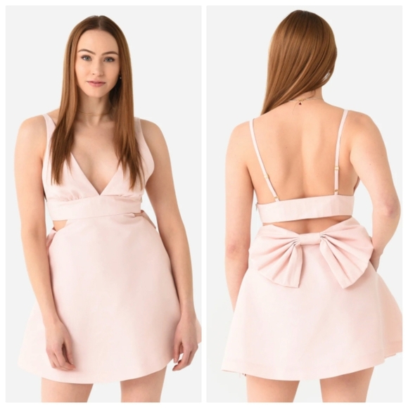 New LoveShackFancy Till Bow Embellished Pink Mist Mini Dress Size 10 NWT - Picture 8 of 14